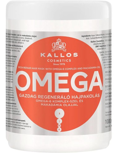 KALLOS Mascarilla Capilar Reparadora Omega Rich Con Aceite De Macadamia 1000 ml - Kiwiku