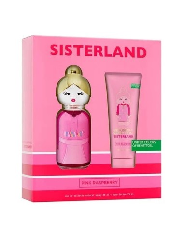 BENETTON Sisterland Pink Raspberry Eau de Toilette 80 ml + Loción Corporal 75 ml Para Mujer - Kiwiku