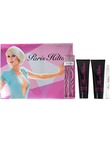 Set De Regalo Paris Hilton Eau De Parfum 100 ml + Loción Corporal + Gel De Ducha + Mini Spray Para Mujer - Kiwiku