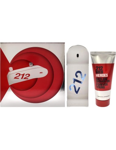 Set De Regalo CAROLINA HERRERA 212 Men Heroes EDT 90 ml + Shower Gel 100 ml Para Hombre - Kiwiku