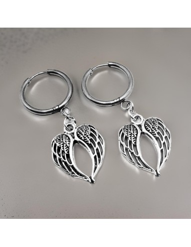 Pendientes KIMONI Ala De Ángel Plateado De Acero Inoxidable Para Mujer - Kiwiku