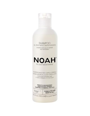 Champú Fortalecedor NOAH Para Cabello Débil Con Pimienta Negra Y Menta Piperita 250 Ml - Kiwiku