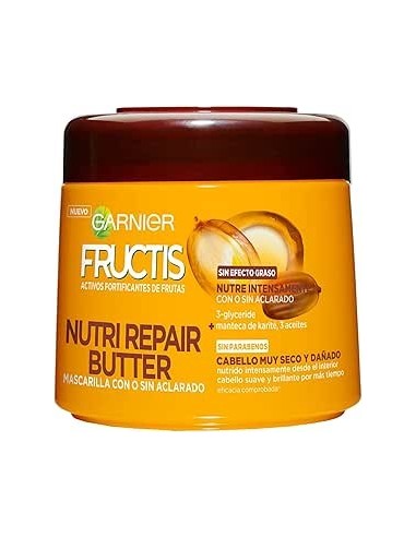 Garnier Fructis Nutri Repair Butter Hair Bomb Glicerina Mascarilla Capilar Nutritiva Con Manteca de Karité 320 Ml