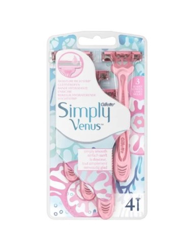 Compra Gillette Simply Venus Maquinilla 3 Hojas Pack De 4 Para Mujeres en Kiwiku