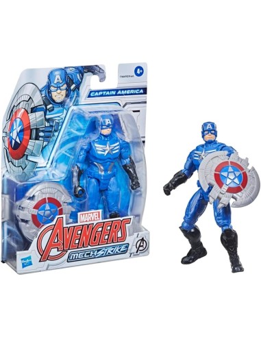 Hasbro Marvel Avengers Figura Mech Strike Capitán América 15 cm con Accesorio Mech de Batalla