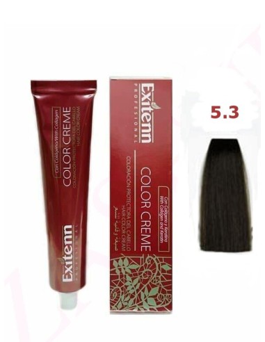 EXITENN Color Creme 5.3 Brown Clear Golden 60ml - Tinte Sin Amoniaco Para Cabello Castaño Claro