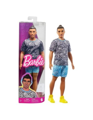 Compra MATTEL Barbie Fashionistas Ken Moreno Con Coleta Y Conjunto Paisley HPF80 En Kiwiku