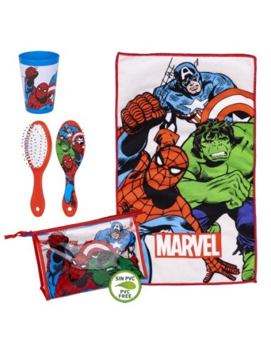 cerda_neceser_de_aseo_infantil_para_viaje_the_avengers_4_piezas_rojo_con_toalla