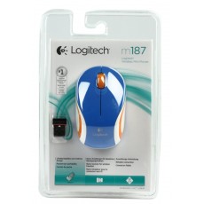Logitech LGT-M187BU - Ratón mouse Mini inlambrico Azul 910-002733 M187