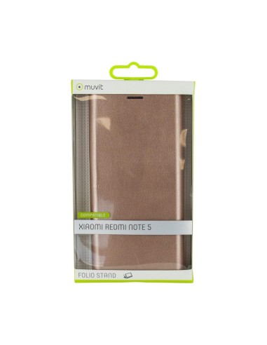 Funda Folio (Soporte + Tarjetero) para Xiaomi Redmi Note 5 - Color Rosa Oro - Muvit MUFLS0235 kiwiku.com