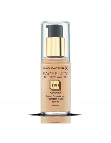 Max factor - Cara fina todo el dia impecable 3 en 1 base de maquillaje - 60 sand - 30ml 47901 kiwiku.com