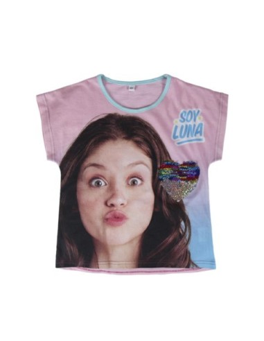 Camiseta manga corta soy luna, Color Rosa kiwiku.com