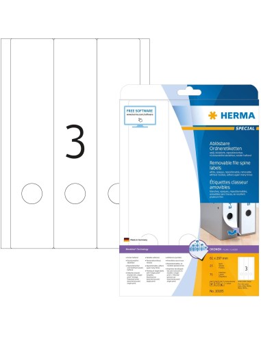 Comprar Etiquetas de archivador despegables, A4, 61 x 297 mm 75uds