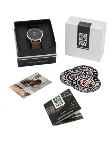 Oferta - THE INDIAN FACE 62734 Reloj scope silver and black - pulsera marrÓn oscuro